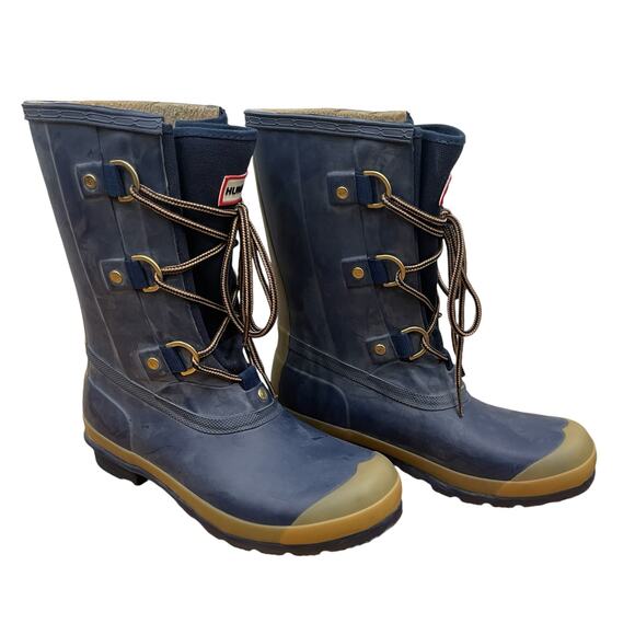 Hunter Boots Sascha Blue Lace Up Rain Boots Size 7F/ 6M - Picture 9 of 12